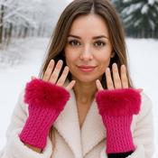 Pink Winter Gloves Cozy &amp; Cute Fingerless Gloves For Women – Fluffy Fleece Lined, Solid Colors (Grey, Navy, Black &amp; More) image