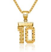 10K Gold Pendants 10K Yellow Gold Custom Two Digit Number Pendant – 10-99, Die Cut Charm, Unisex image