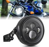 Motorcycle Headlight Assembly 7'' Round Motorcycle LED Headlight Housing Buckle Shell - Matte Black For Harley Cafe Racer image