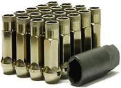 Muteki SR48 Extended Open Ended Wheel Tuner Lug Nuts – Chrome Yellow, 12x1.5mm (Set) Lug Nuts Subaru image