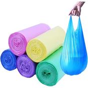 100 Count 4 Gallon Small Trash Bags – 5 Rolls, 46x60 Cm, Clear Plastic Kitchen Garbage Bags Pink Bathroom Trash Bags image
