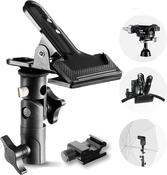 Selens Metal Clamp Clip Holder – 1/4" Screw For Light Stand, Reflector, Camera Flash – Black Neewer Clamp