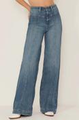 Super High Waisted Jeans Women's High-Waisted Wide Leg Stretch Denim Jeans – Casual Retro, Button Fly, Pockets, 70% Rayon Blend