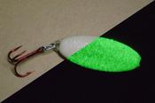 JLG Kustom Tackle Pout' Pounder 1-1/8oz Glow Spoon For Ice Fishing - Eelpout/Burbot Squid Jig image