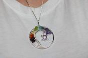 Choker Tree Of Life Handmade Quartz Crystal Chakra Pendant – Wire Wrap Tree Of Life, 7 Gemstones, Reiki Charged, Nickel-Free, Silver image
