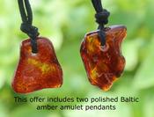 Set of 2 X Baltic Amber Amulets