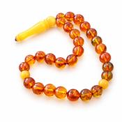 Baltic Amber Mala Prayer Beads | 33 Bead Buddhist Rosary | Butterscotch Amber Accents