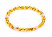 Amber And Rose Quartz Anklet for Adults