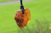 Large Natural Baltic Amber Amulet Pendant Necklace image