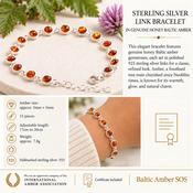 Honey Amber Gemstone Bracelet – 925 Sterling Silver Link Design