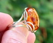 Solid Sterling Silver Honey Amber Ring
