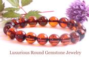 Perfect Round Dark Honey Baltic Amber Bracelet