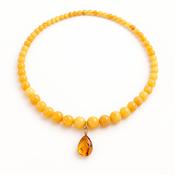 Exclusive Butterscotch Beeswax Baltic Amber Necklace with Gold-Plated Silver Pendant image