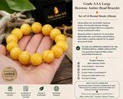 AAA Beeswax Amber Bracelet – 14 Large 18mm Beads. image