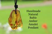 Amulet Necklace - Handmade Natural Baltic Amber Amulet Pendant
