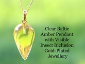 Gold-Plated Pendant with Visible Insect Inclusion