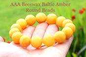 Large Round Beeswax Amber Bracelet 15.7mm image