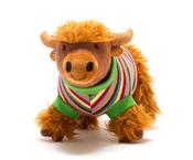 Best Years Knitted Highland Cow Soft Toy in Stripe Jumper BY5436