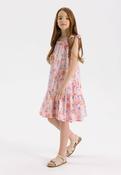 Minoti - 42801 Girls shoulder strap tiered dress with frill, 100% Cotton, Pink image