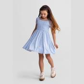 Minoti - 44645 Floral Dress Shirred Bodice, Light Blue image