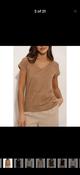 J.W. Atelier - 100% linen V-neck raglan sleeve T-shirt: Camel image