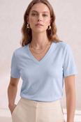 J.W. Atelier - 100% cotton V-neck short-sleeve T-shirt: Sky Blue image