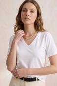J.W. Atelier - 100% cotton V-neck short-sleeve T-shirt: White image