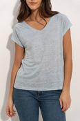 J.W. Atelier - 100% linen V-neck raglan sleeve T-shirt: Sky Blue image
