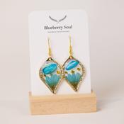 Blueberry Soul - Tide &amp; Fern - Blue flower olive with hooks earrings BS-TF-21 image