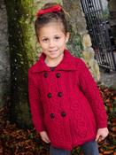Aran Crafts - GIRLS DOUBLE BREASTED COAT X4592 : Garnet Red