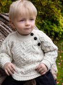 Aran Crafts - BABY BUTTON CREW NECK SWEATER C4548 : Natural image