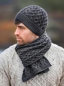 Aran Crafts - HEART DESIGN SCARF X4942 : Charcoal image