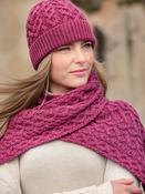 Aran Crafts - HEART DESIGN SCARF X4942 : Magenta image