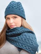Aran Crafts - HEART DESIGN SCARF X4942 : Teal image