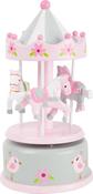 Small Foot Pink Music Box Horses Carousel