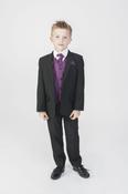 Black Diamond Boys 5 pce Suit with Purple Waistcoat