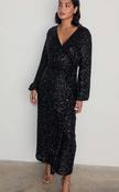 Never Fully Dressed Black Sequin Kira Wrap Dress image