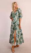 Molly Bracken Long Wrap Dress with Ruffles - Khaki Kala image