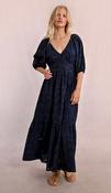 Molly Bracken Long Openwork Embroidery Dress - Navy image