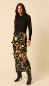 Black Floral Ruffle Skirt image