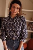 Boho Chic Style Navy Blouse