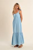 Molly Bracken Long Cotton Denim Dress with Straps image