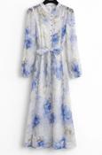 Flowy Long Dress Blue Floral image