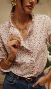 Floral Print Blouse with Ruffled Collar image