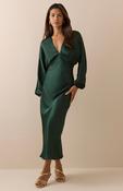 Emerald Green Satin Allura Maxi Dress image