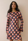 Brown &amp;amp; Pink Check Satin Romy Mini Dress