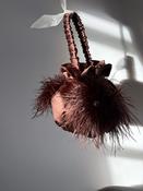 Brown Feather Applique Cloud Bag