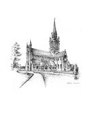 St Mary's Cathedral Killarney Ink Venue Print - A3 / Include Frame / Add Gift Wrap image