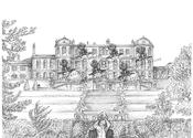 Powerscourt House Ink Venue Print - A4 / Include Frame / Add Gift Wrap image