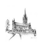 St Mary's Cathedral Killarney Ink Venue Print - A4 / No Frame / No Gift Wrap